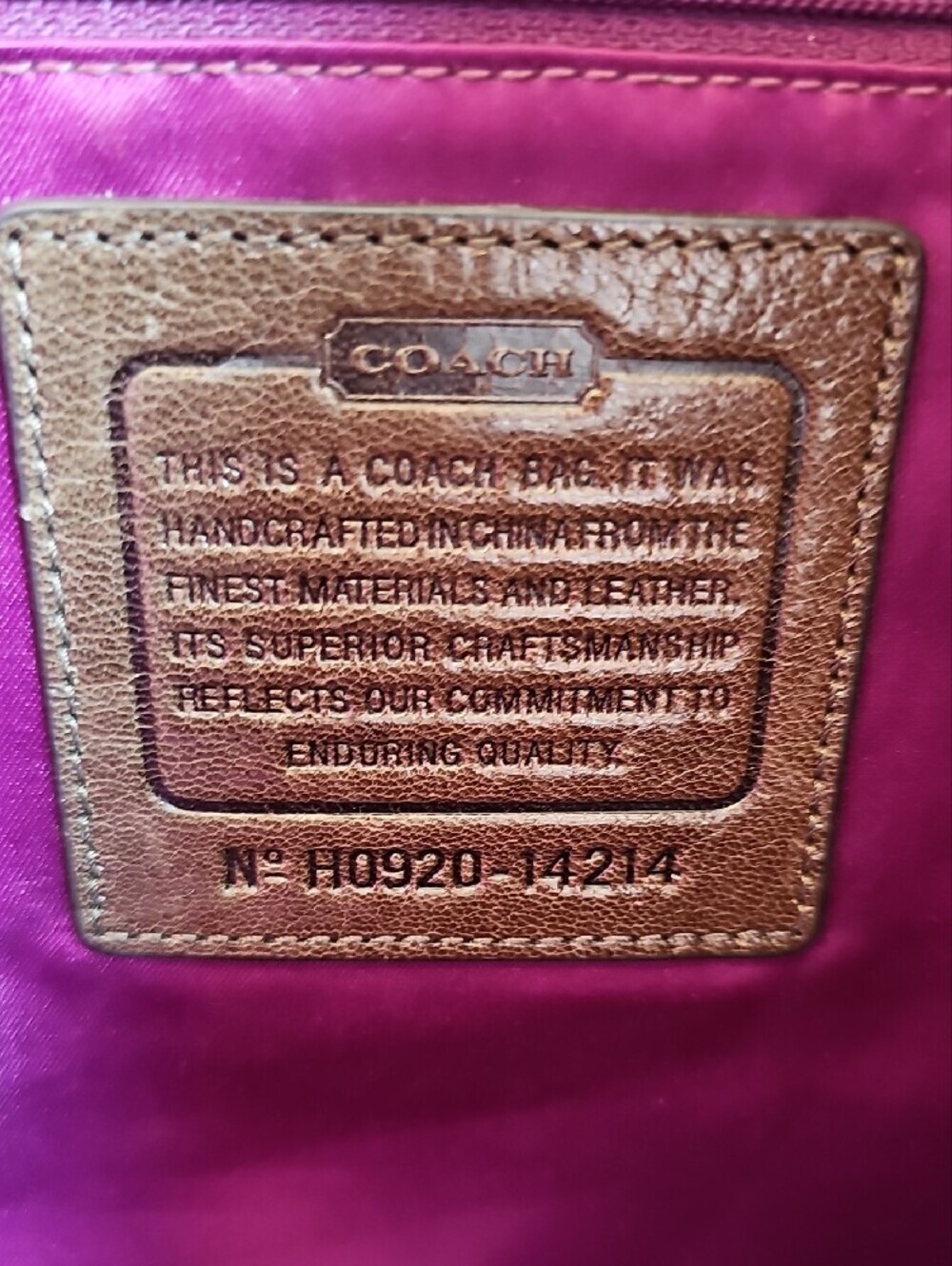 Coach Vintage Kristin Brown Leather Tote / Hobo (Style 14214) Purple Lining - Picture 8 of 12